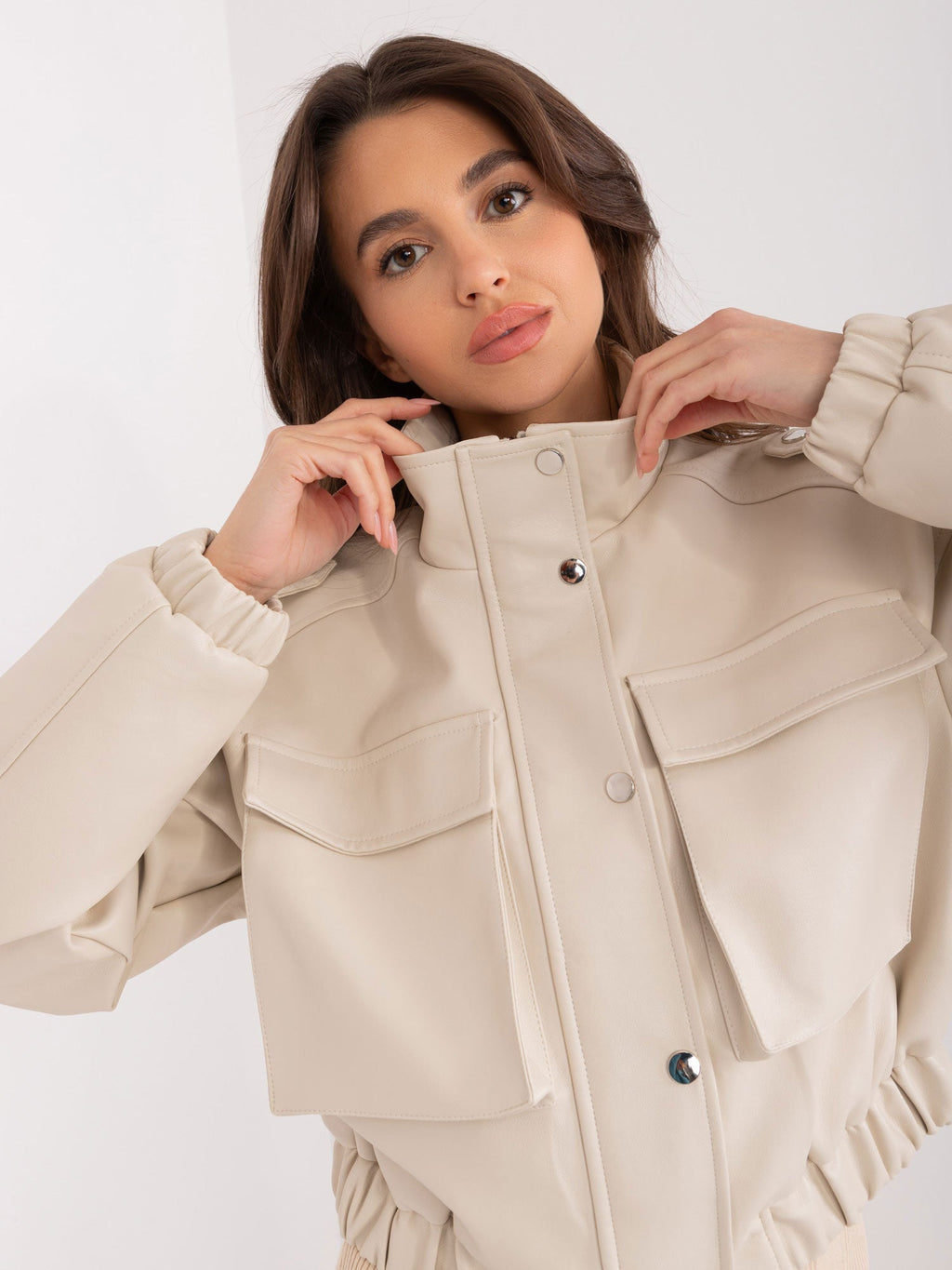Giacca Utility in Ecopelle con Mostrine - Modello