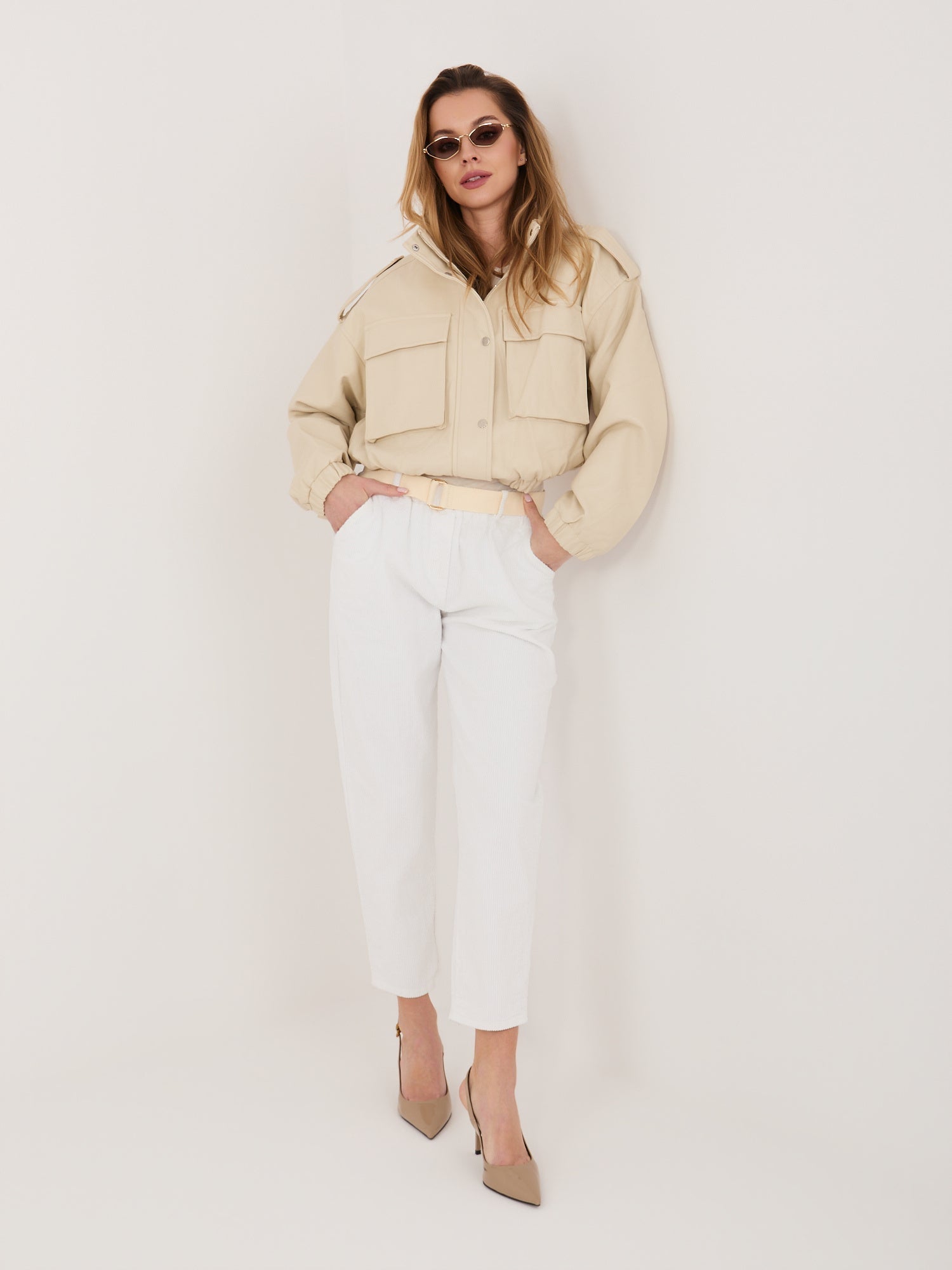 Giacca Utility in Ecopelle con Mostrine - Modello