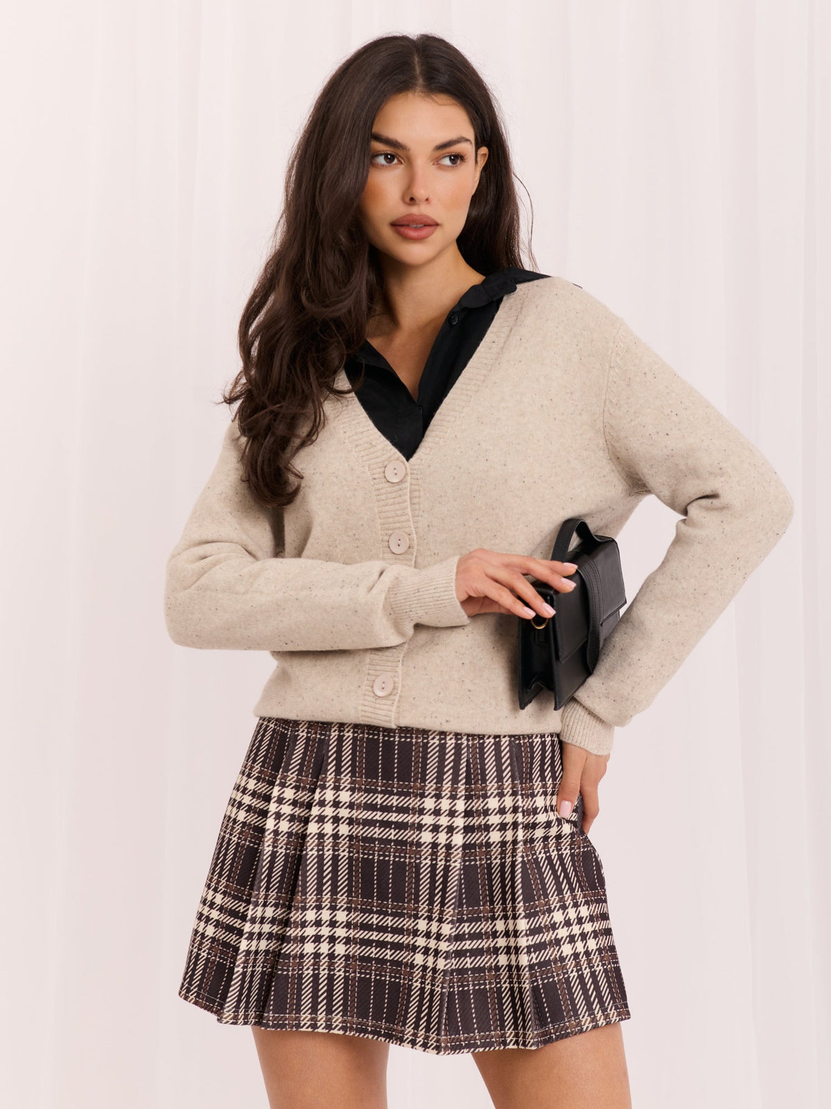 L/XL / Beige Giovanna - Cardigan Casual in Maglia