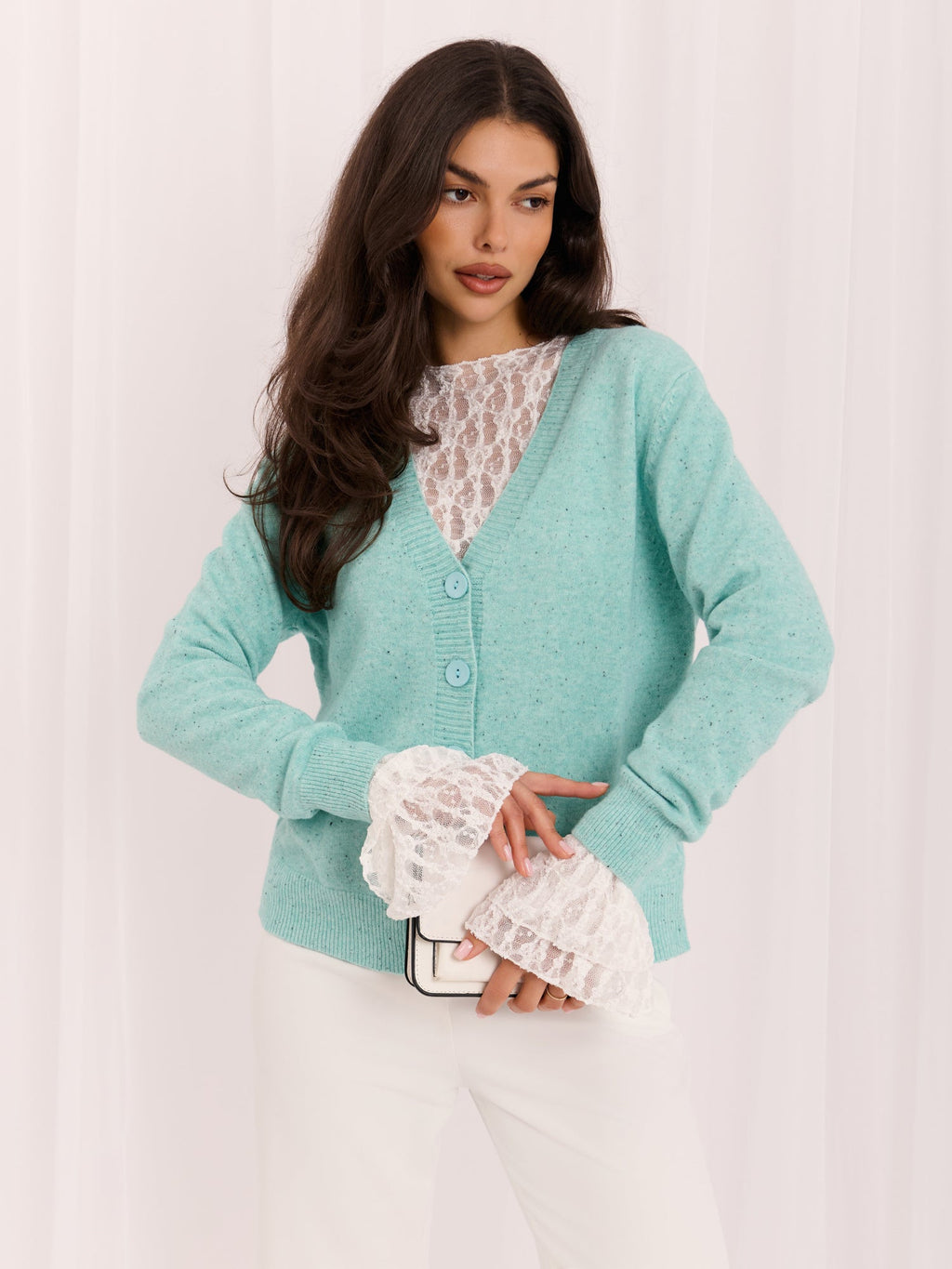 L/XL / Menta Giovanna - Cardigan Casual in Maglia