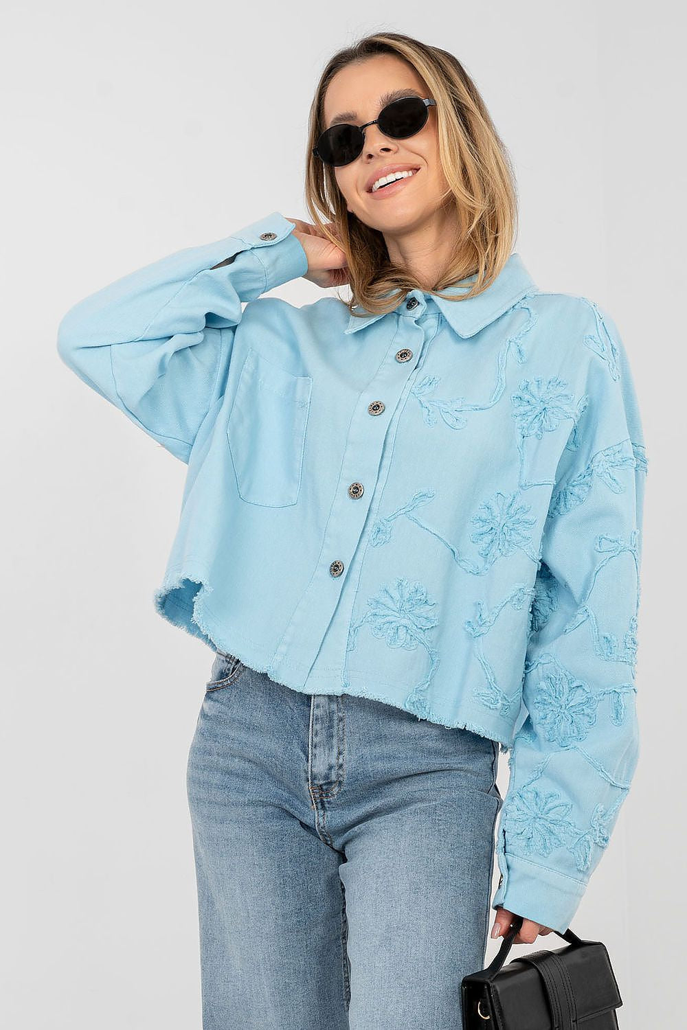 azzurro 2 / Universale Giubbino in denim di cotone alta