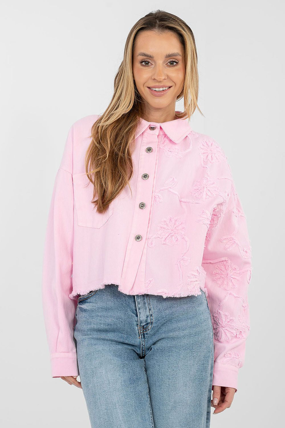 Rosa / Universale Giubbino in denim di cotone alta qualità