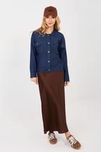 Blu / Universale Giubbino in denim di cotone elasticizzato
