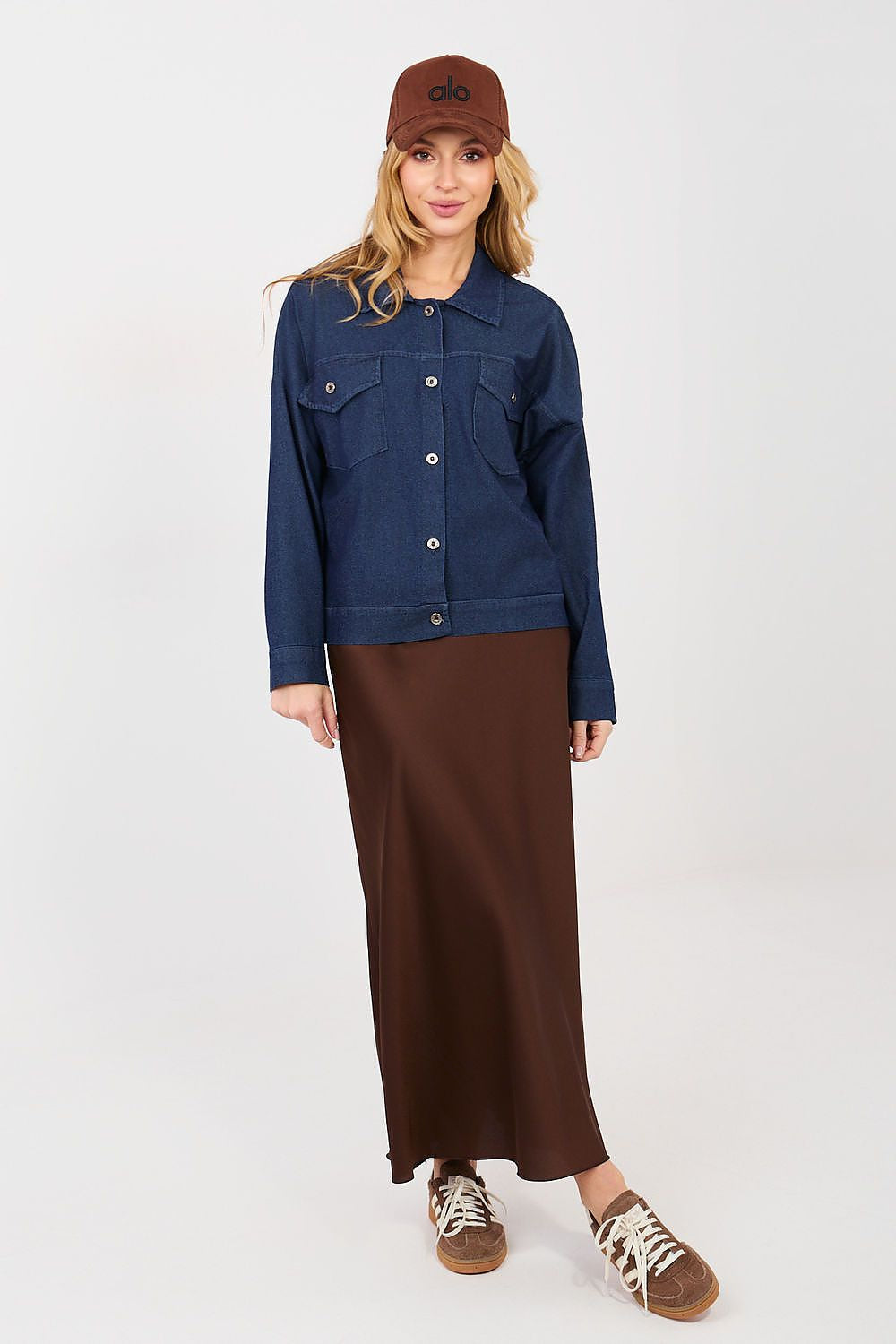 Blu / Universale Giubbino in denim di cotone elasticizzato