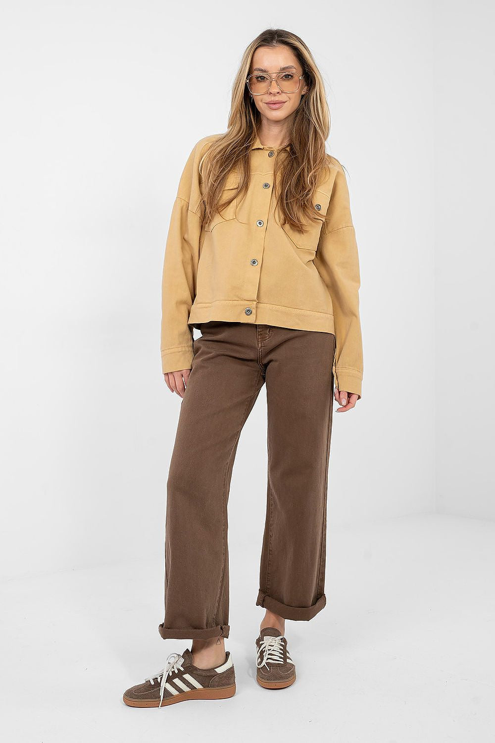 Marrone / Universale Giubbino in denim di cotone