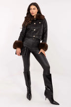 Giubbino in ecopelle con ecopelliccia - 220636