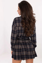 Gonna corta a pieghe motivo quadri - 220043