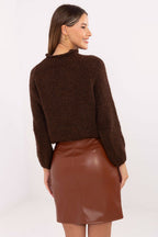 Gonna corta in ecopelle con pizzo - 219354