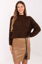 Marrone 4 / S Gonna corta in ecopelle con pizzo - 219354