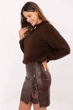 Gonna corta in ecopelle con pizzo - 219354