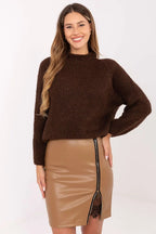 Gonna corta in ecopelle con pizzo - 219354