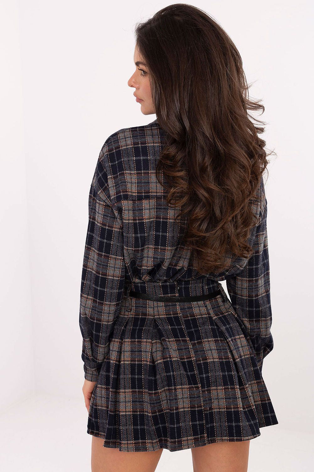 Gonna corta a pieghe motivo quadri - 220043