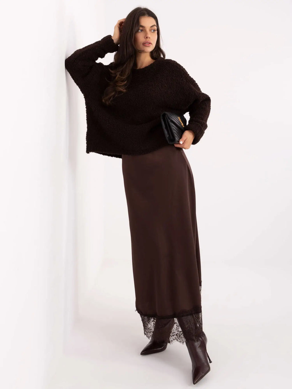 Gonna lunga in raso con pizzo - 220435