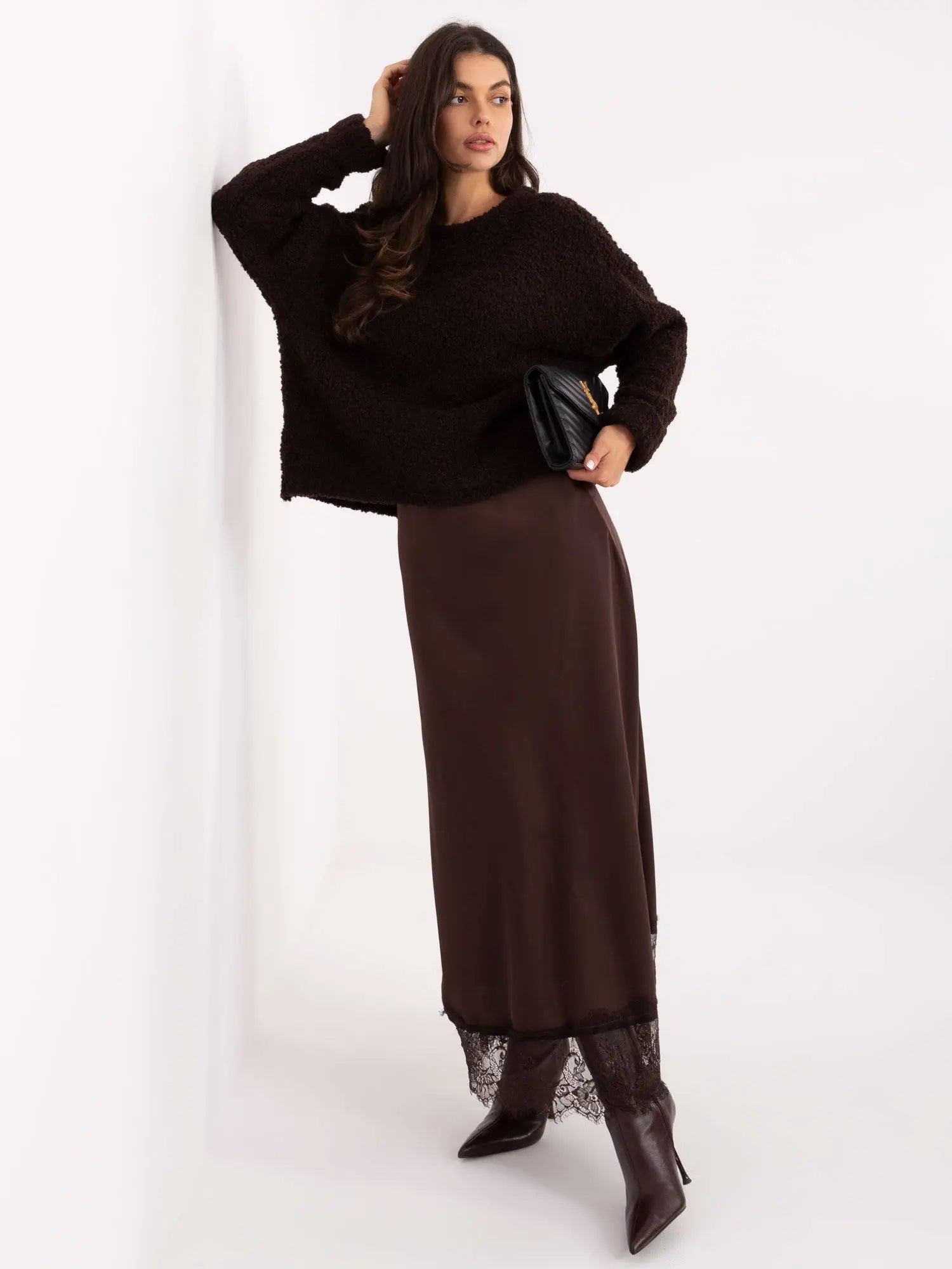 Gonna lunga in raso con pizzo - 220435