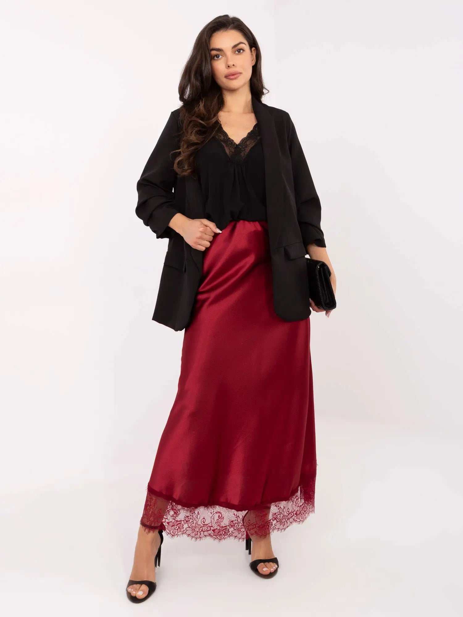 Gonna lunga in raso con pizzo - 220435