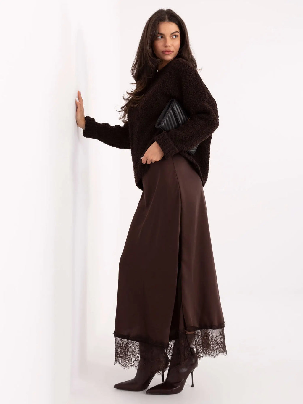 Gonna lunga in raso con pizzo - 220435