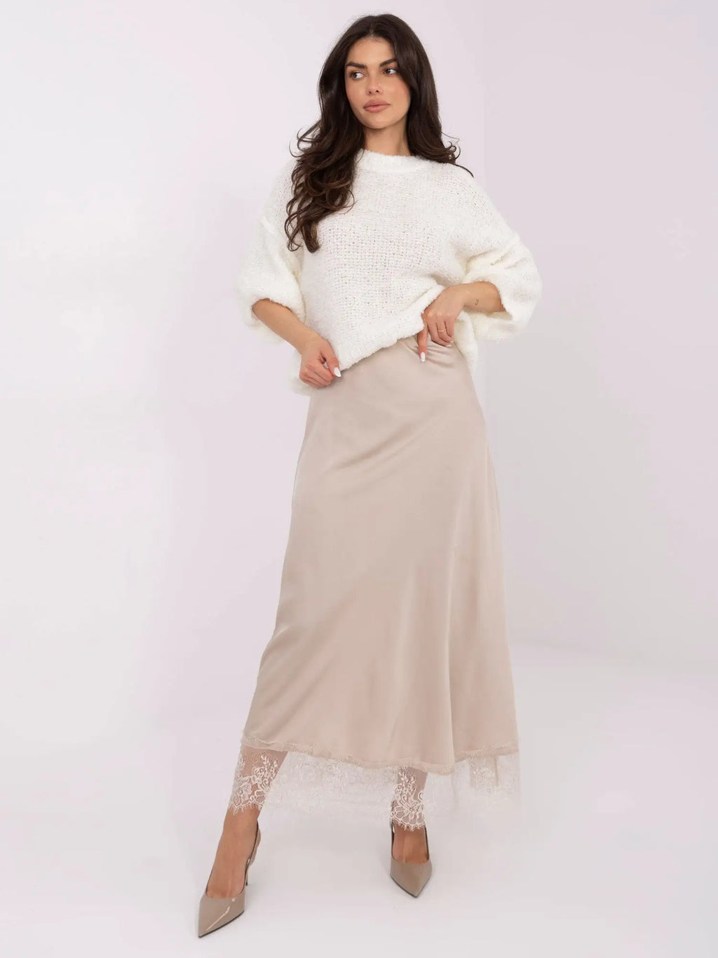 Gonna lunga in raso con pizzo - 220435