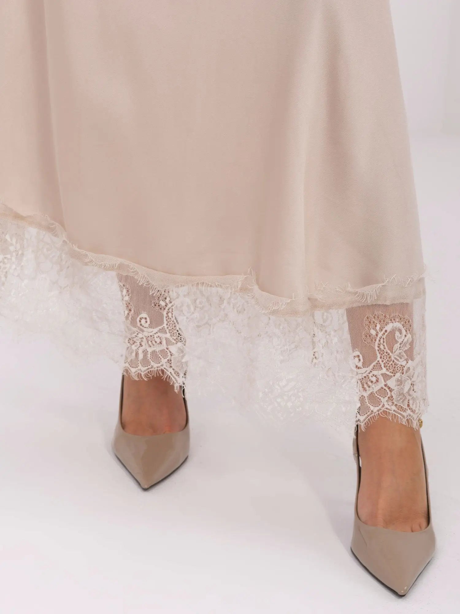 Gonna lunga in raso con pizzo - 220435