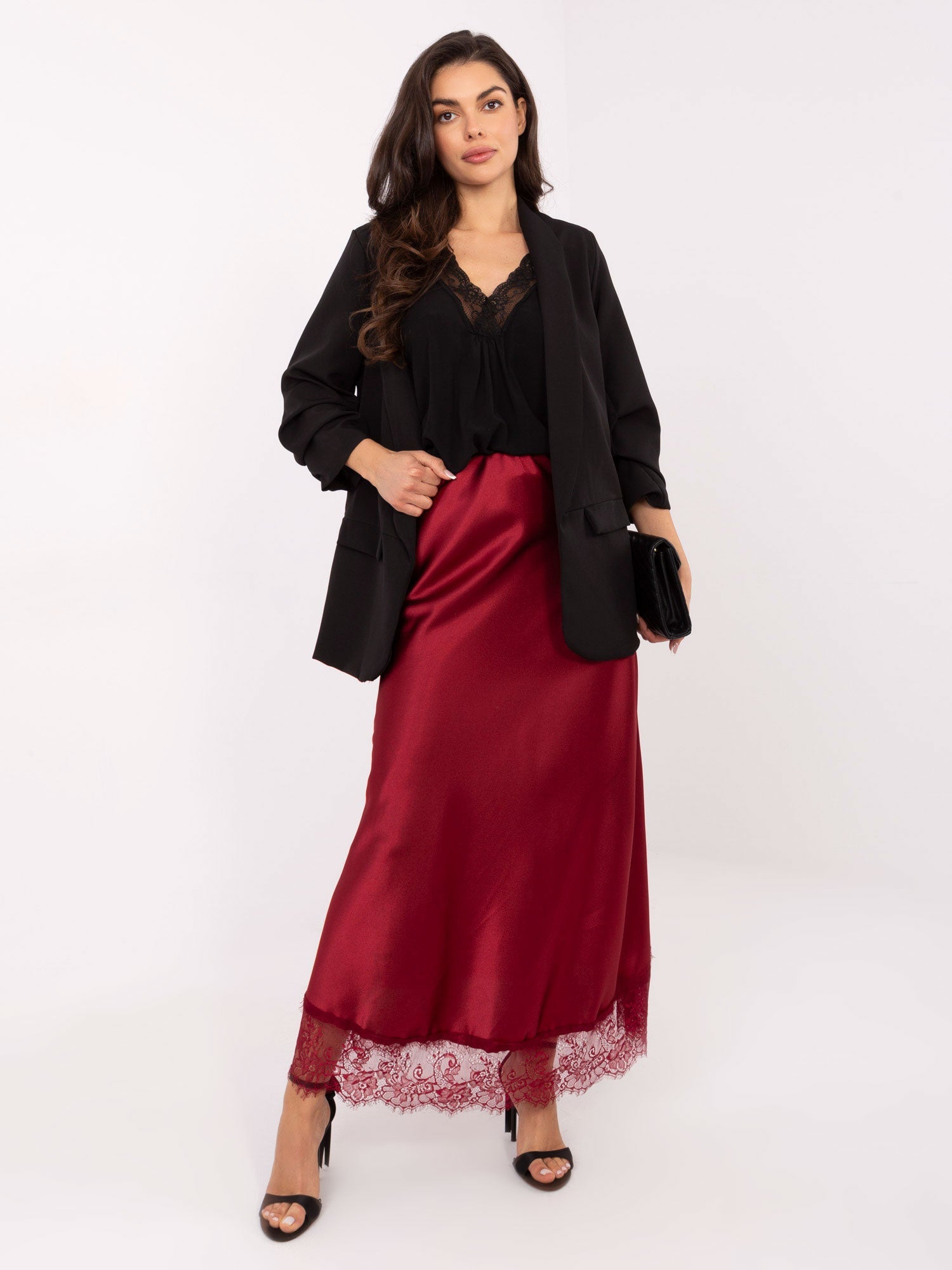 Gonna lunga in raso con pizzo - 220435