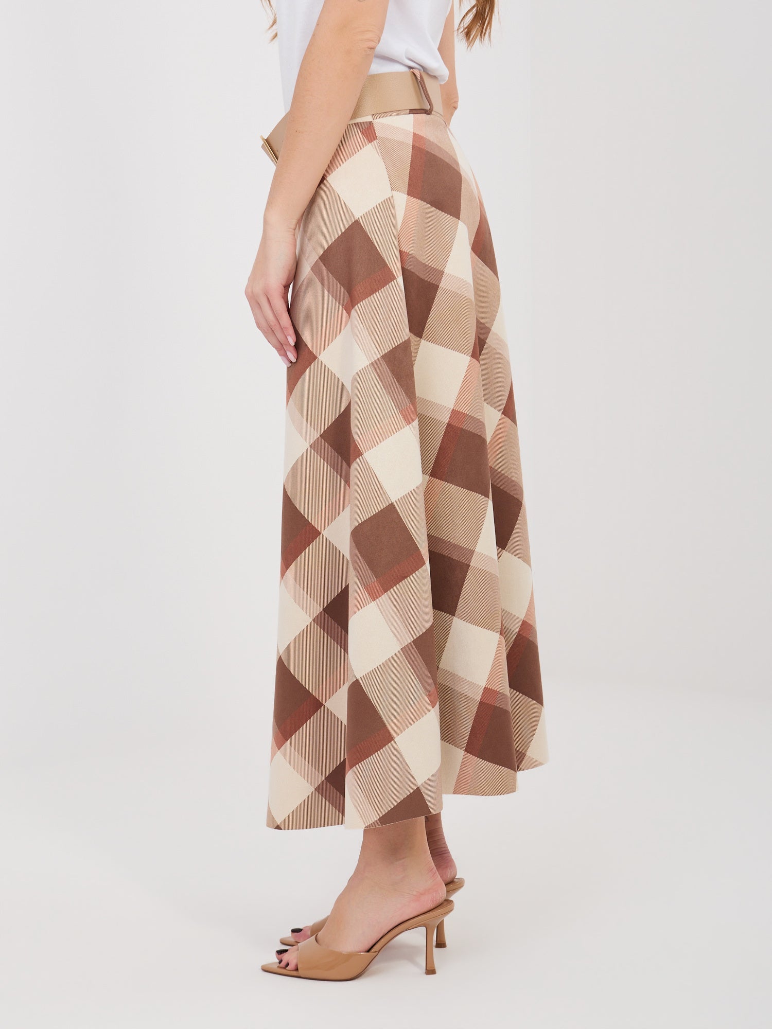 Gonna Maxi a Ruota con Fantasia Quadri e Cintura (Federica)