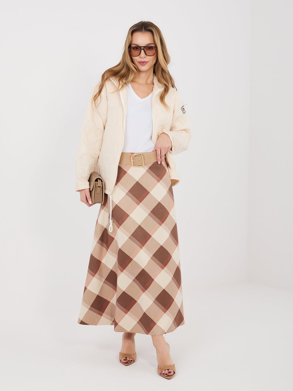 Gonna Maxi a Ruota con Fantasia Quadri e Cintura (Federica)