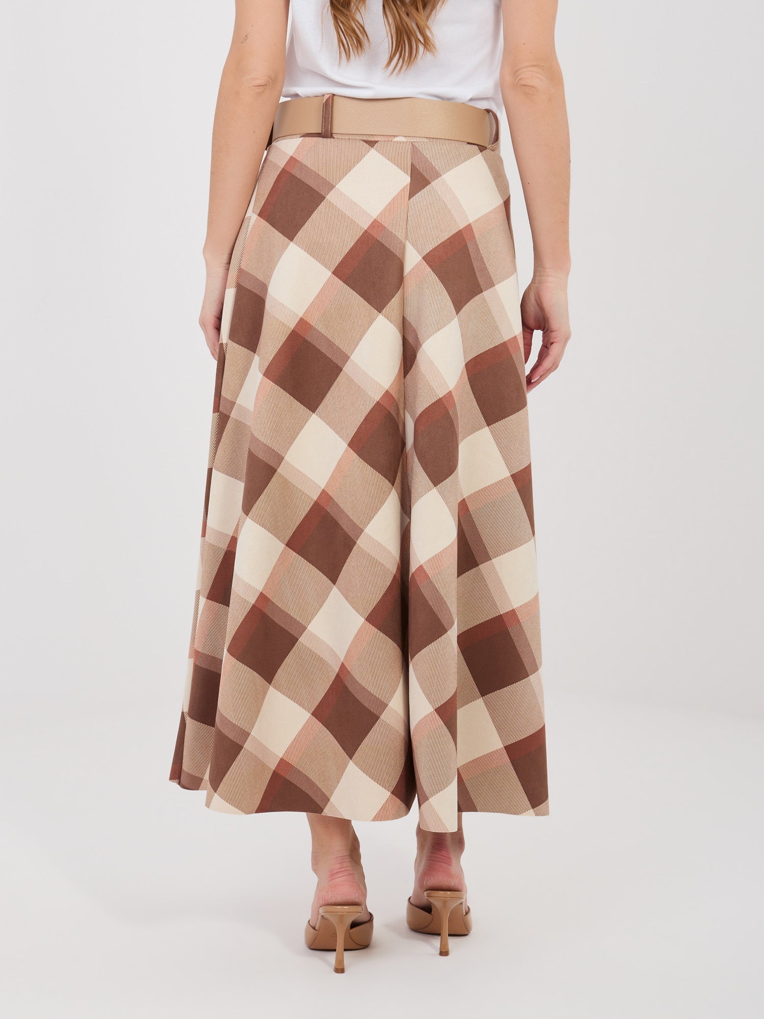 Gonna Maxi a Ruota con Fantasia Quadri e Cintura (Federica)