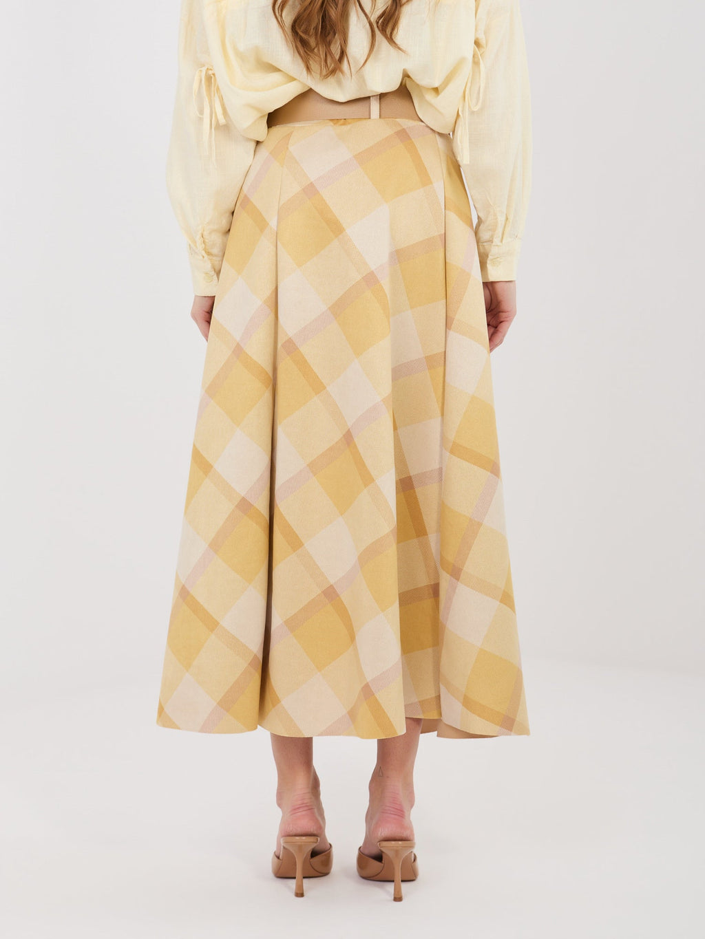 Gonna Maxi a Ruota con Fantasia Quadri e Cintura (Federica)