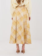 Gonna Maxi a Ruota con Fantasia Quadri e Cintura (Federica)