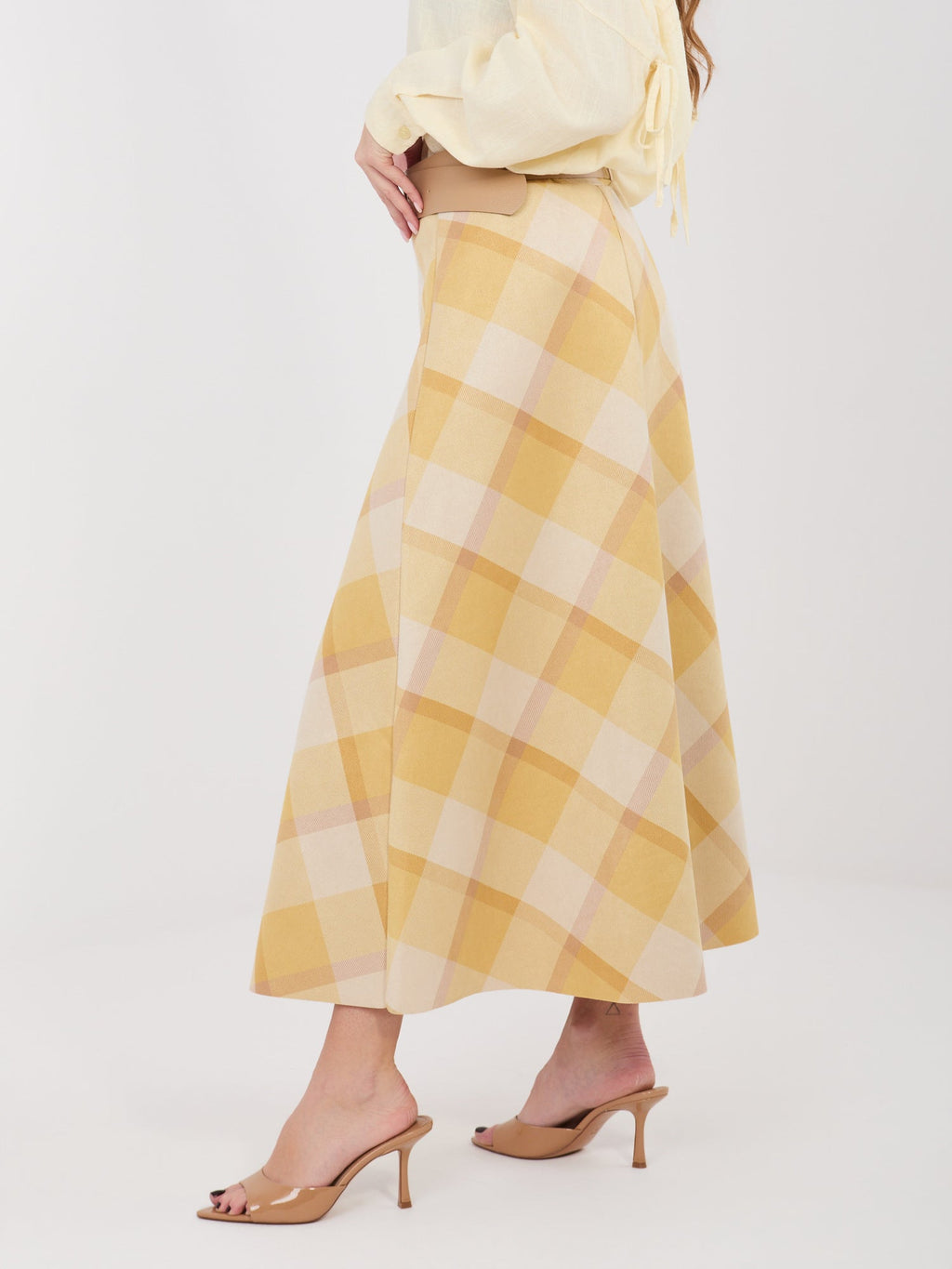 Gonna Maxi a Ruota con Fantasia Quadri e Cintura (Federica)