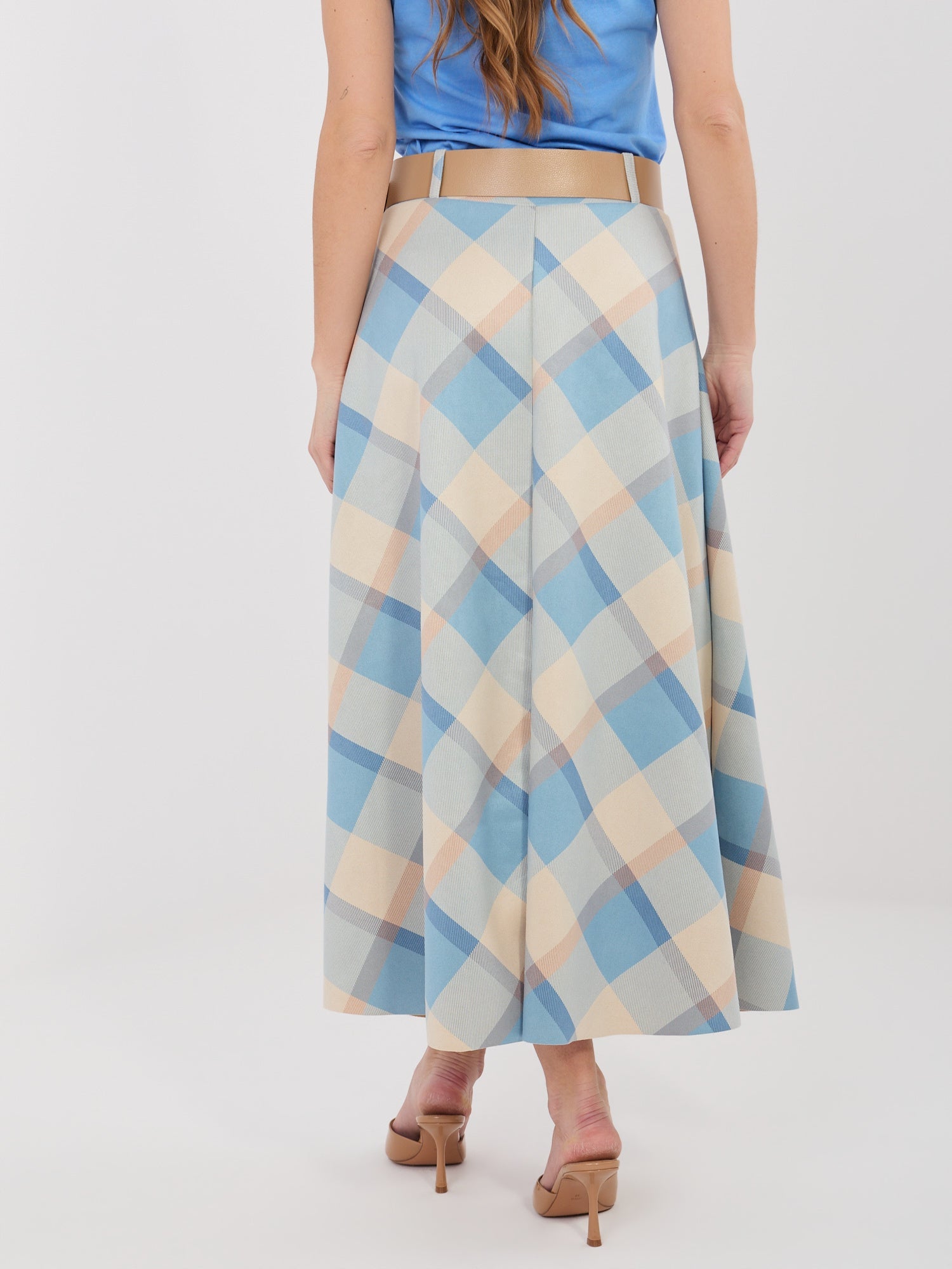 Gonna Maxi a Ruota con Fantasia Quadri e Cintura (Federica)