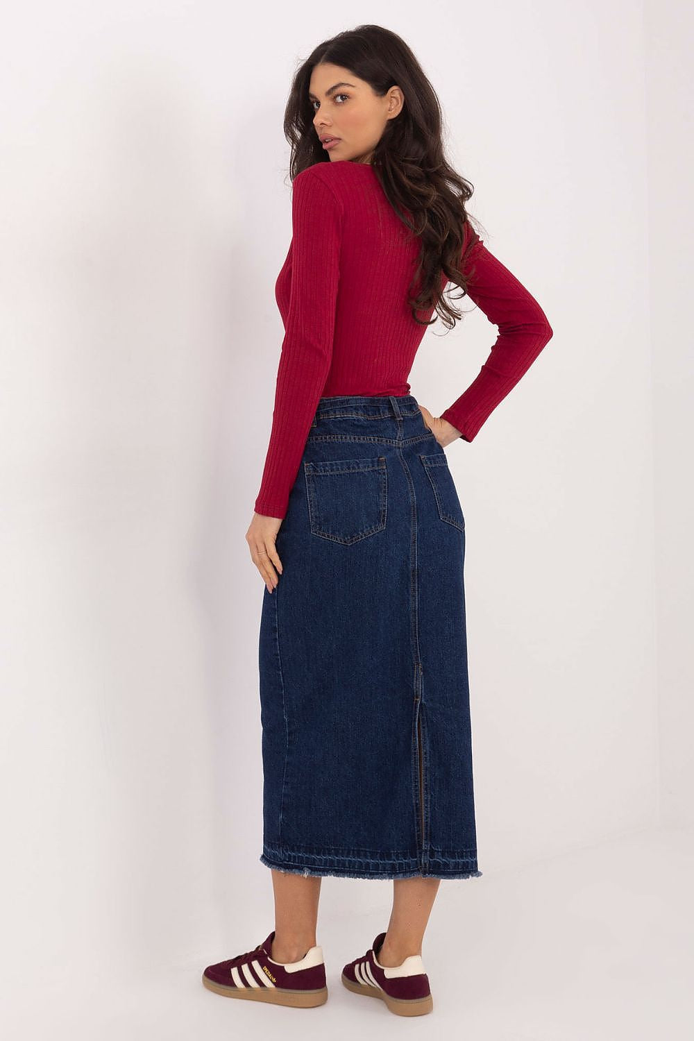 Gonna midi in denim con spacco posteriore - 222550