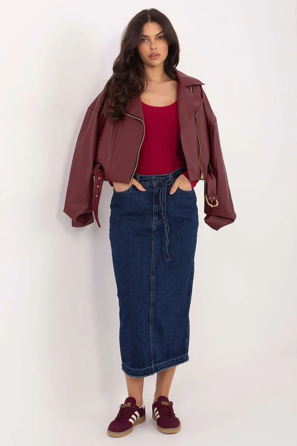 Gonna midi in denim con spacco posteriore - 222550