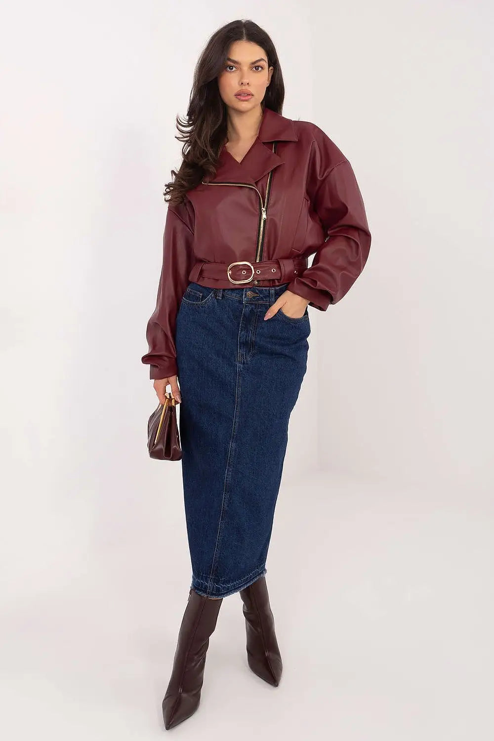 Gonna midi in denim con spacco posteriore - 222550