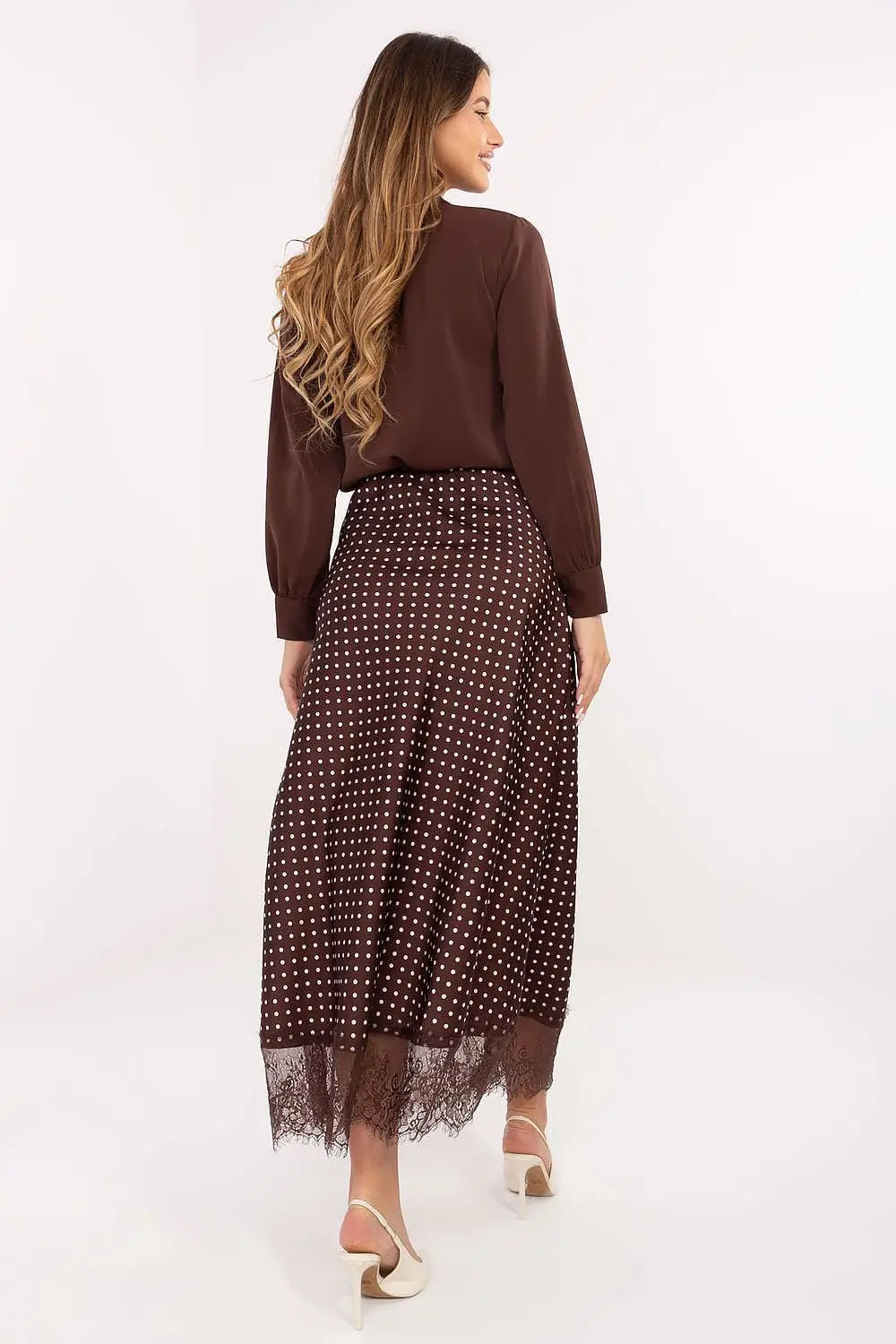 Gonna midi elegante con motivo a pois - 219866