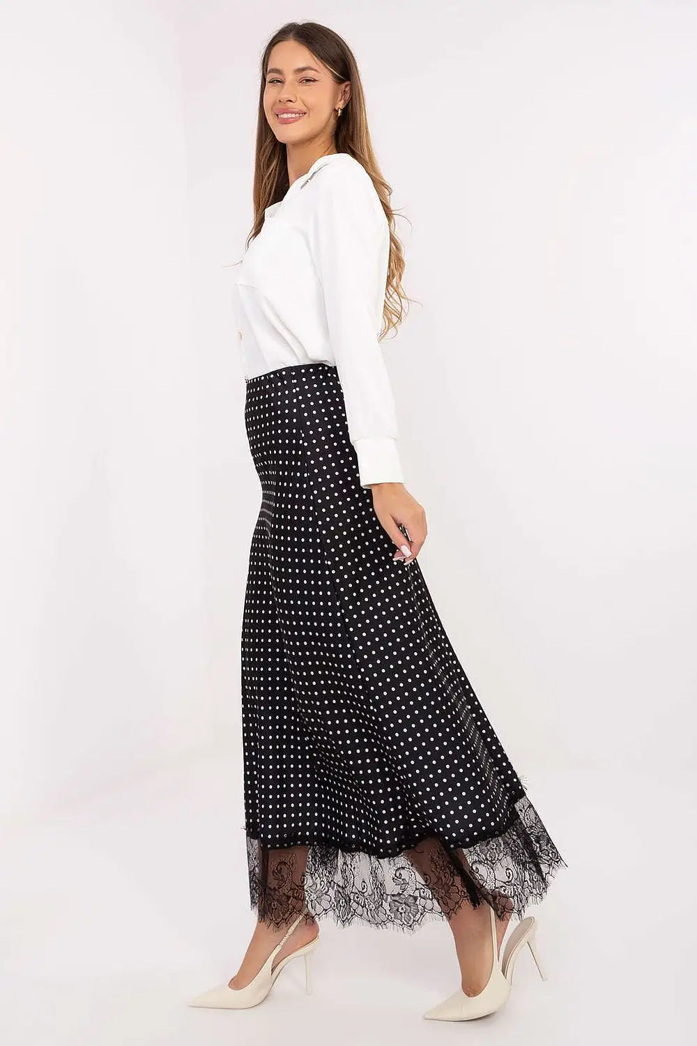 Gonna midi elegante con motivo a pois - 219866