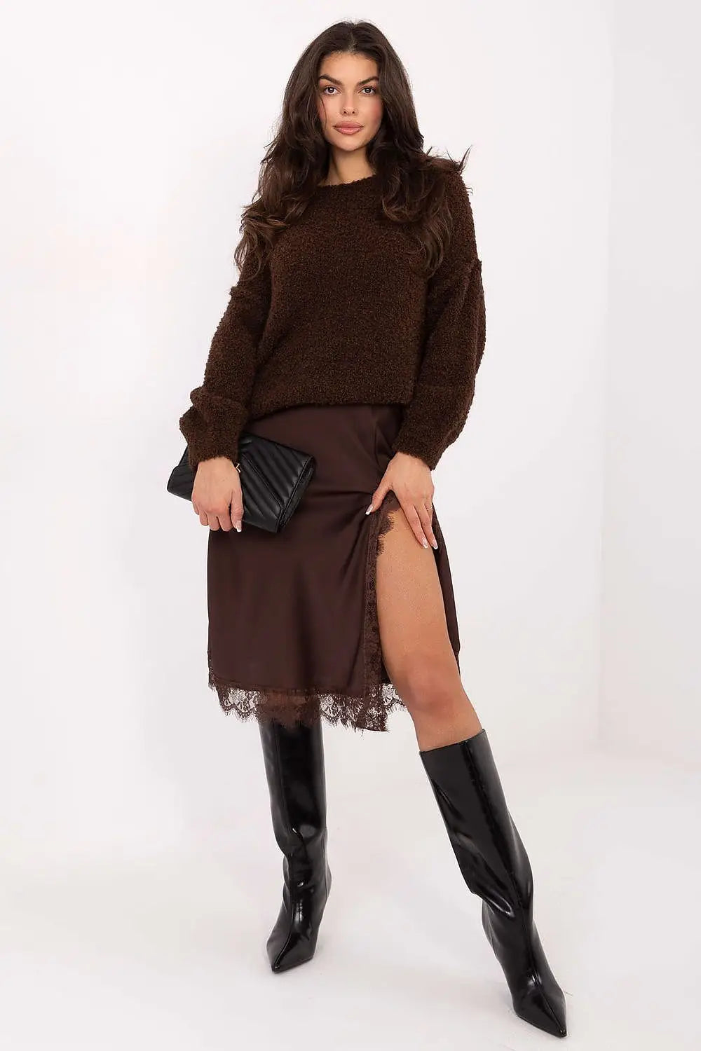 Gonna midi con pizzo e spacco - 220556