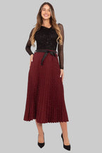 Gonna midi plissettata in viscosa elasticizzata - 219870