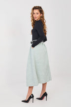 Gonna midi svasata a pieghe con cintura elastica - 224275