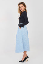 Gonna midi svasata a pieghe con cintura elastica - 224275