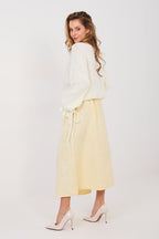 Gonna midi svasata a pieghe con cintura elastica - 224275