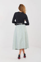 Gonna midi svasata a pieghe con cintura elastica - 224275