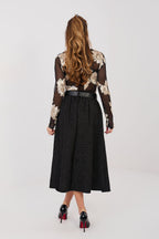 Gonna midi svasata a pieghe con cintura elastica - 224275