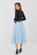Gonna midi svasata a pieghe con cintura elastica - 224275