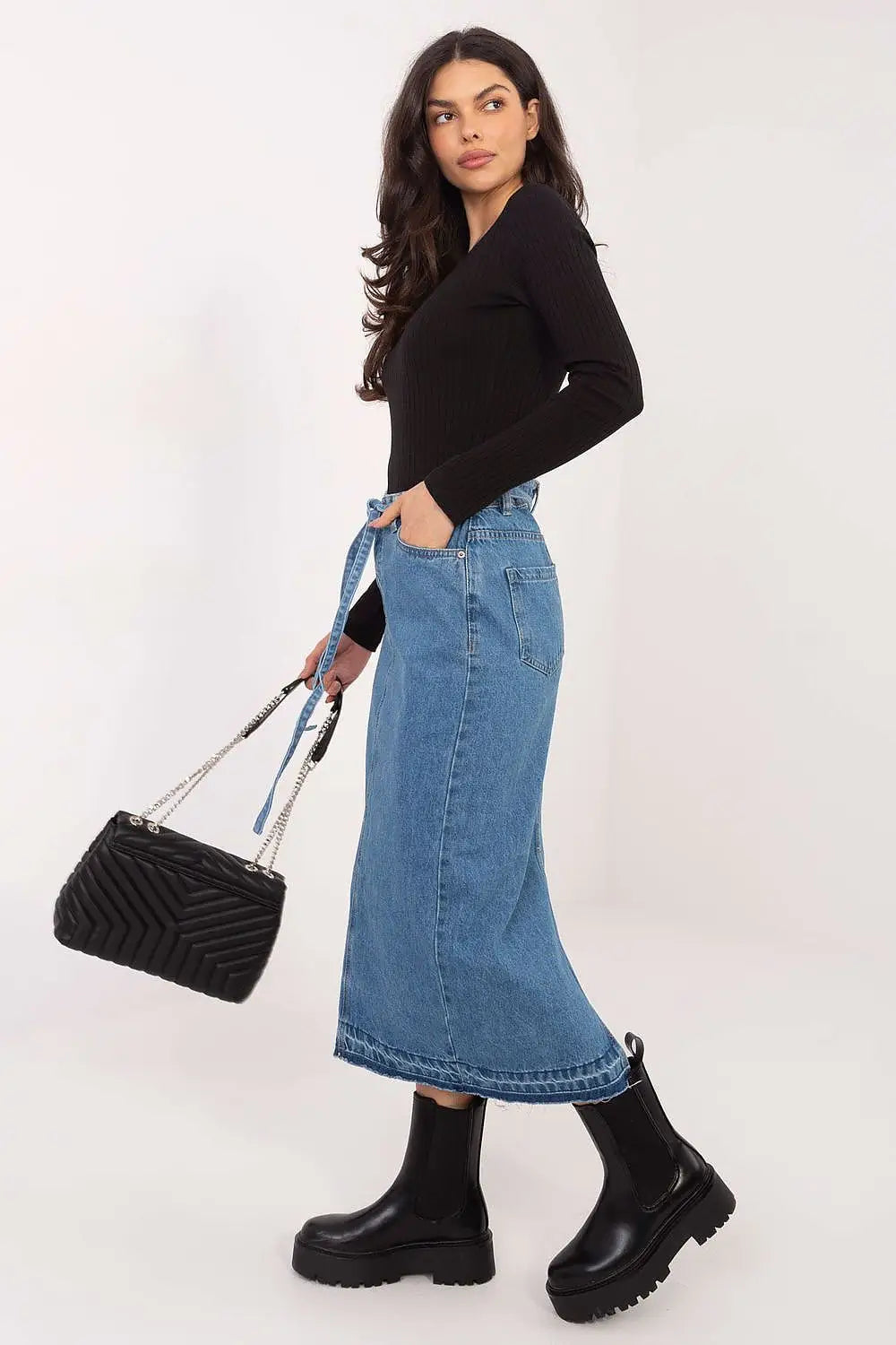 Gonna in denim con spacco posteriore - 222550