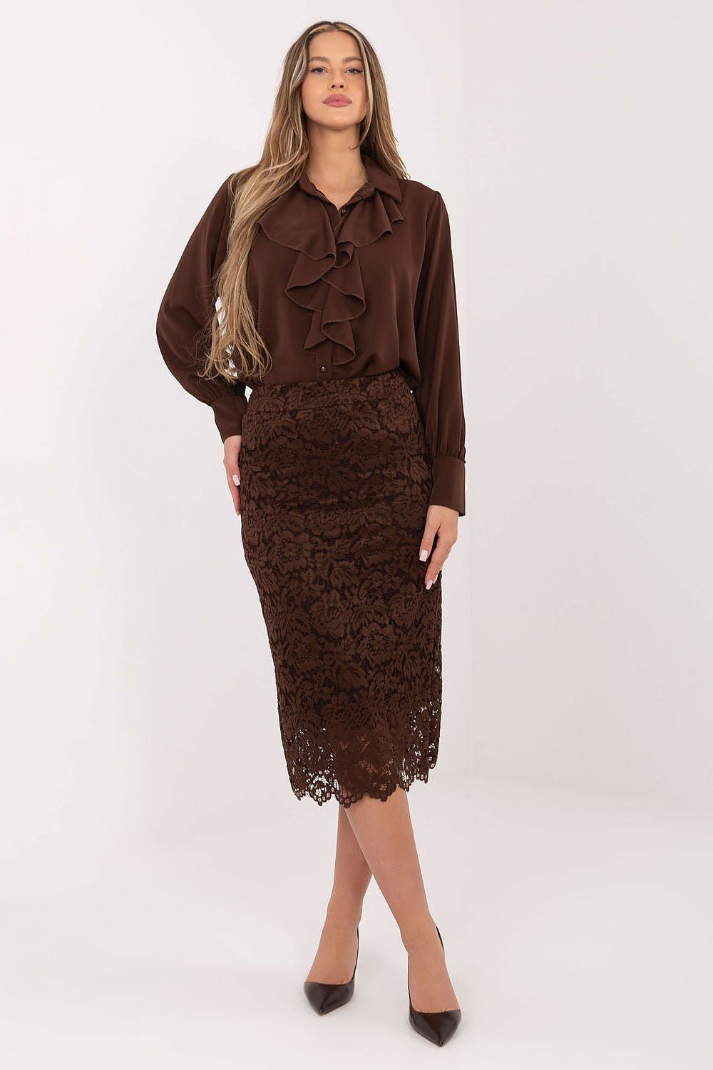 Marrone / Universale Gonna in pizzo midi - 221997