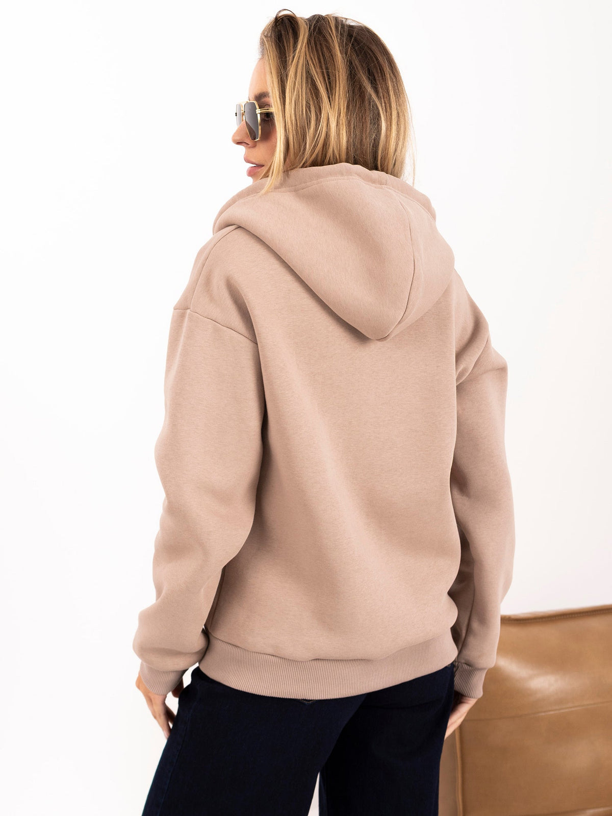 Iris - Felpa Casual Basic Felpata con Zip e Cappuccio