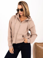 Iris - Felpa Casual Basic Felpata con Zip e Cappuccio