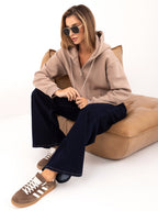 Iris - Felpa Casual Basic Felpata con Zip e Cappuccio