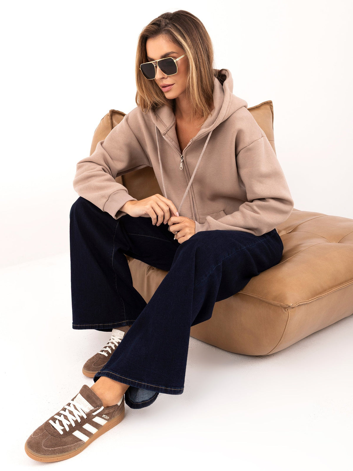 Iris - Felpa Casual Basic Felpata con Zip e Cappuccio