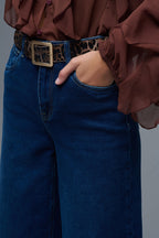 Jeans in Cotone elasticizzato a gamba larga